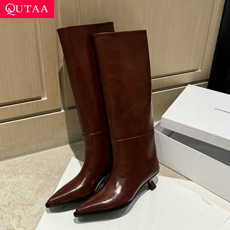 QUTAA Fashion News Women Knee  - Knee High Boots Women 评论和价格