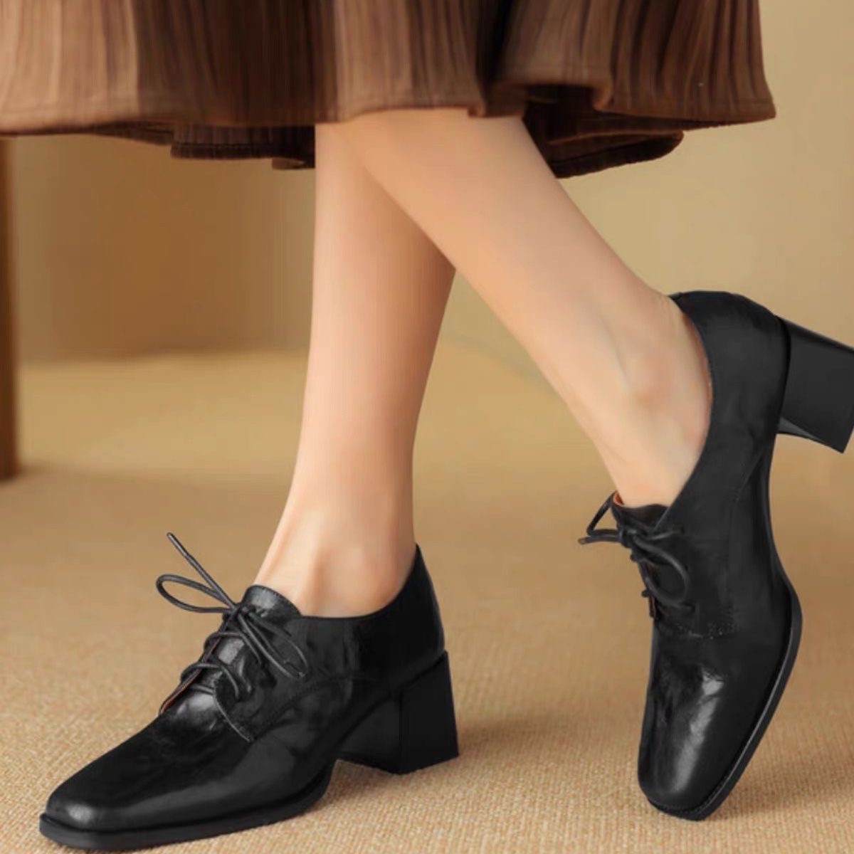 Women Square Toe Lace Up Oxfor - Oxford Lace Up Women 评论和价格