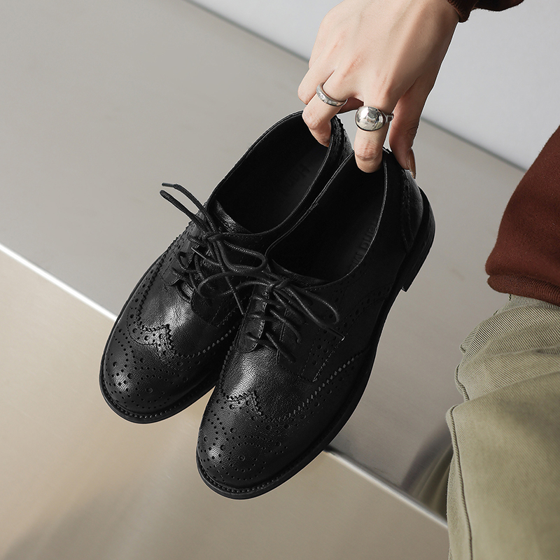 EAGSITY Cow leather brown brog - Oxford Lace Up Women 评论和价格