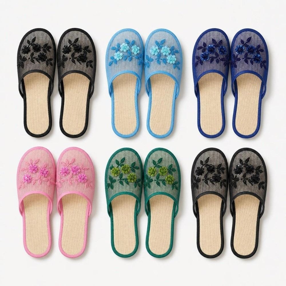Casual Flower Embroidery Mesh  - Mule Slip On 评论和价格