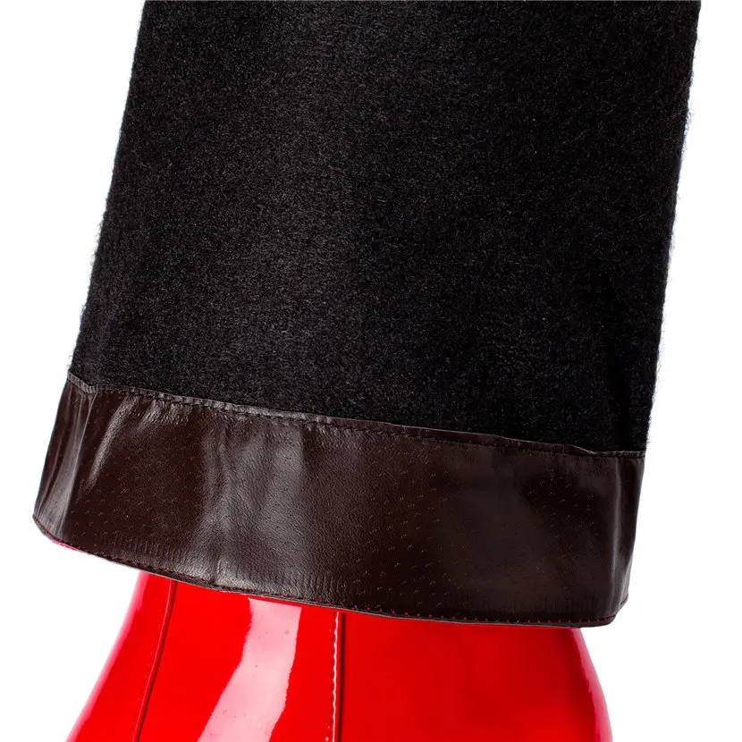 Red White Patent Leather Women - Knee High Boots Women 评论和价格
